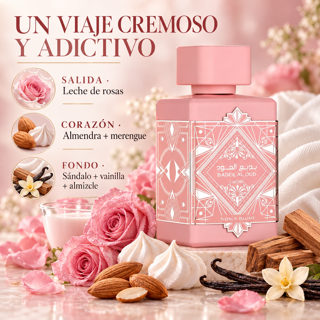Lattafa – Perfume Dulce para Mujer Badee Al Oud Noble Blush 100 ml