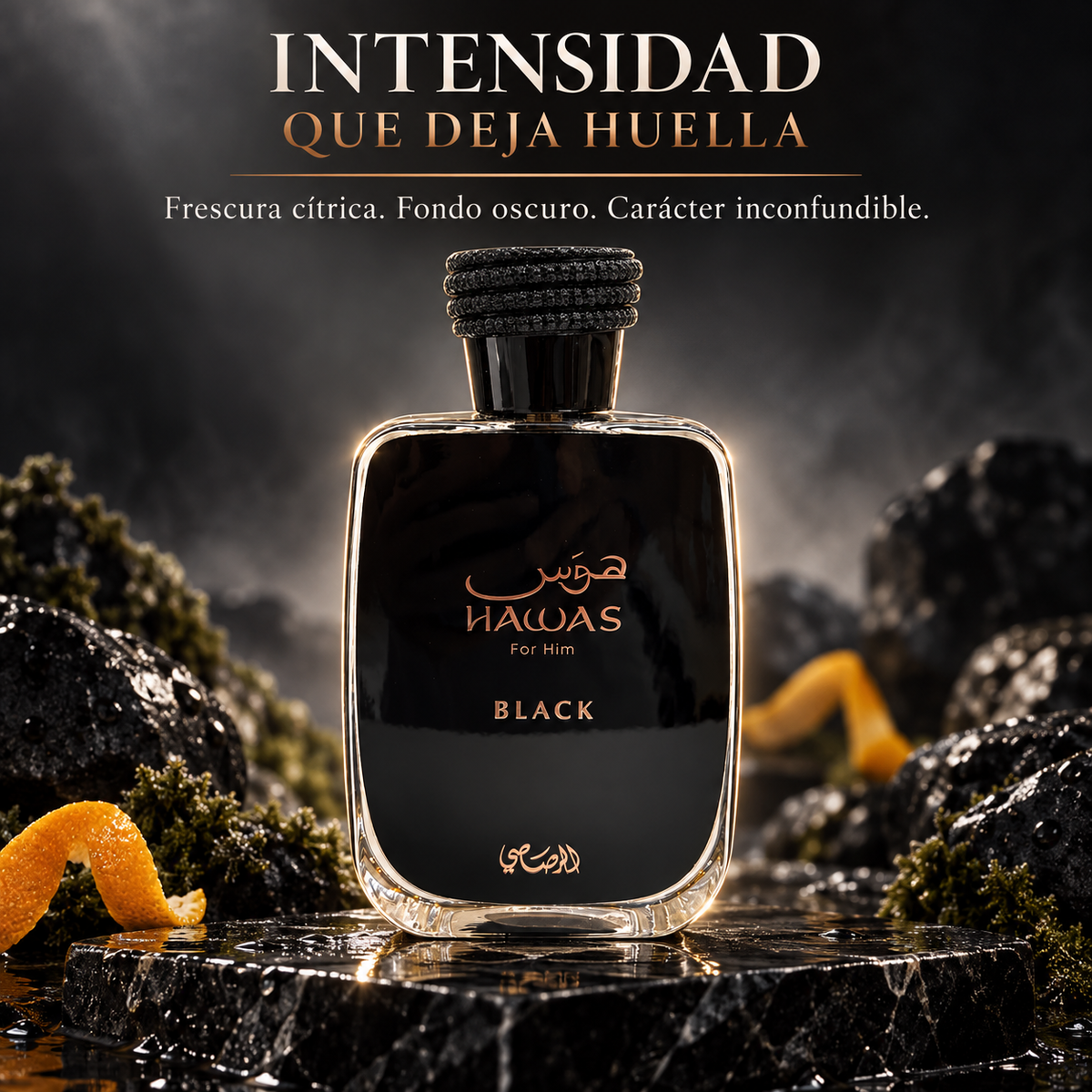 Rasasi – Perfume Masculino Amaderado Cítrico Hawas Black 100 ml