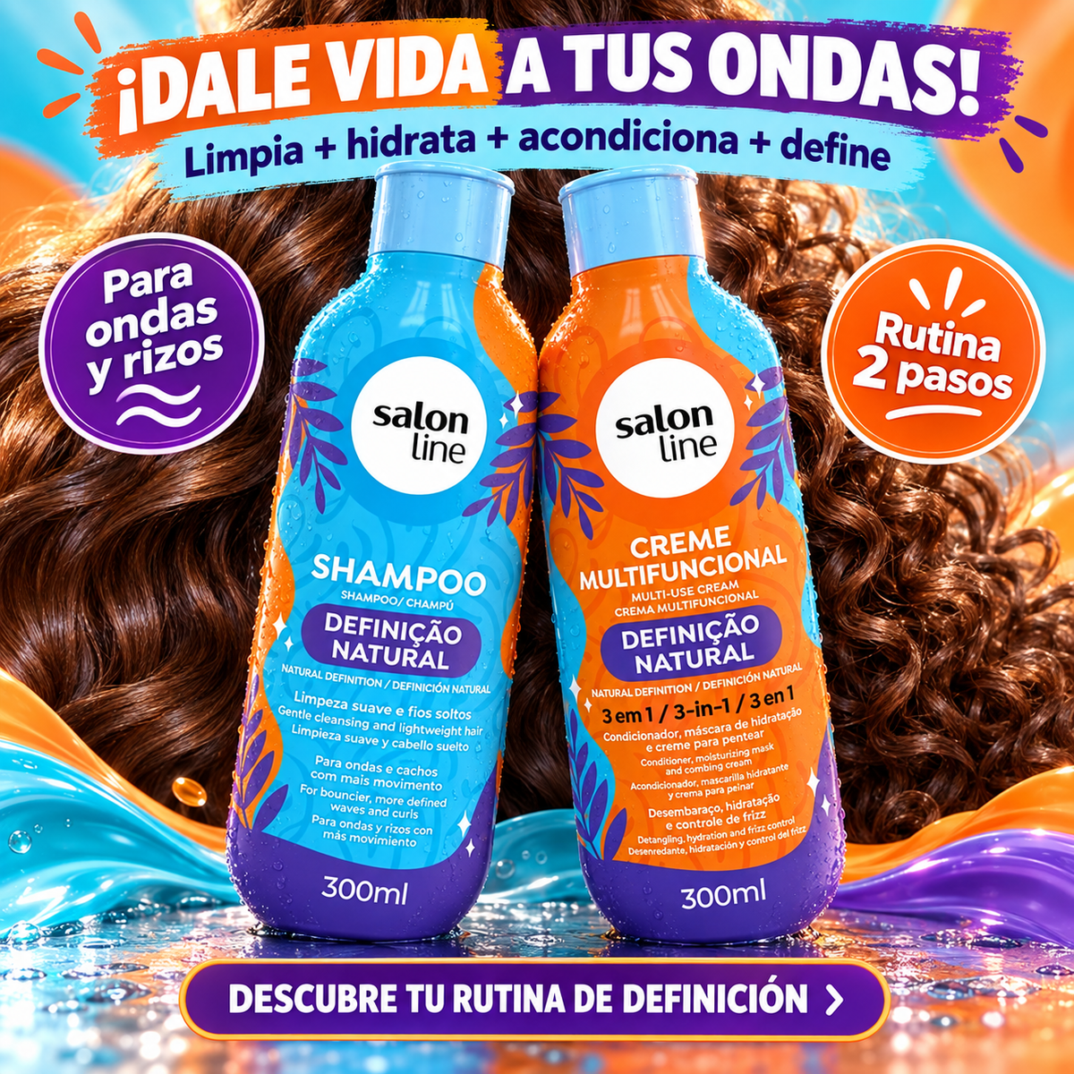 Salon Line – Kit para Cabello Ondulado y Rizado Definición Natural 2x300ml
