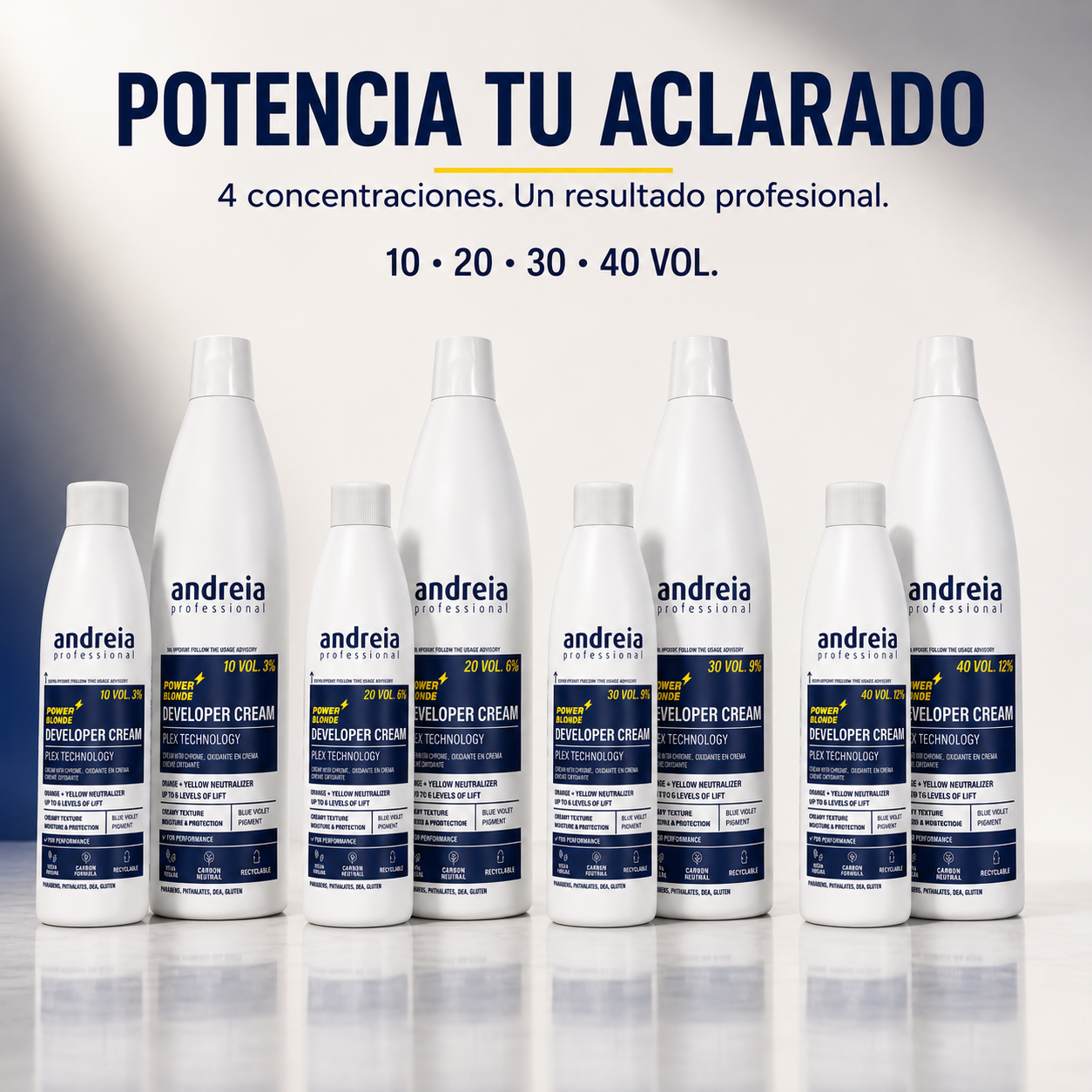 Andreia Professional – Crema Reveladora Power Blonde para Coloración y Decoloración 200/1000 ml