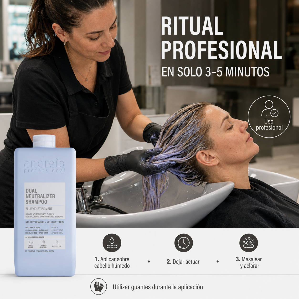 Andreia Professional – Champú Neutralizador para Tonos Amarillos y Anaranjados 300 ml/1000 ml