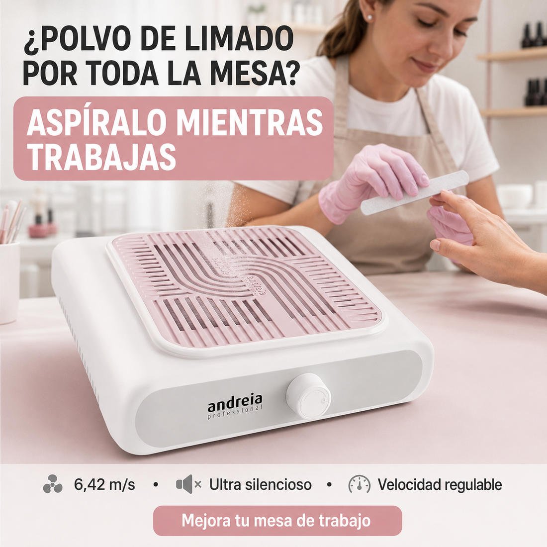 Andreia Professional – Aspirador Profesional de Uñas con Succión Regulable 1 Unidad