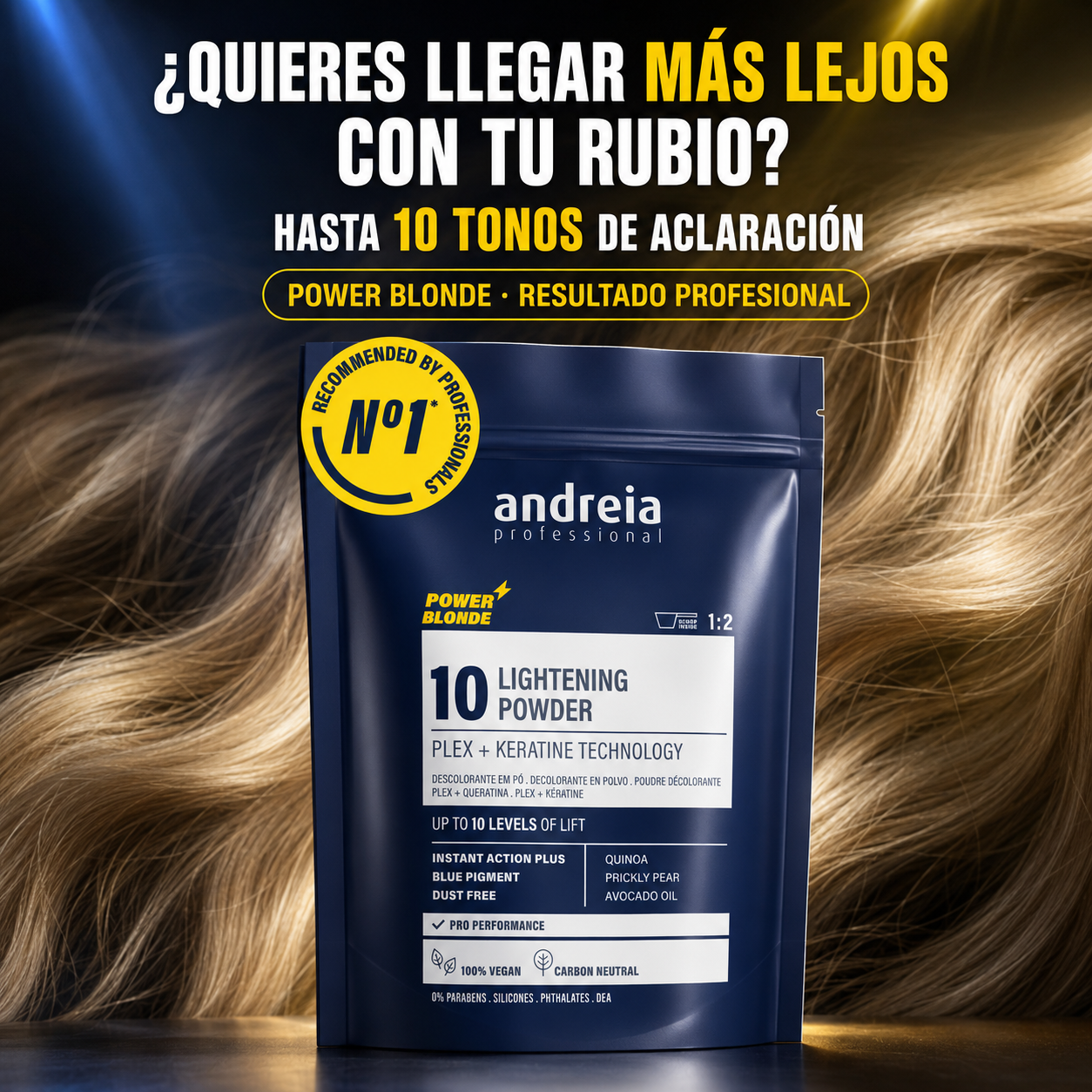 Andreia Professional – Polvo Decolorante Azul hasta 10 Tonos 500 g / 30 g