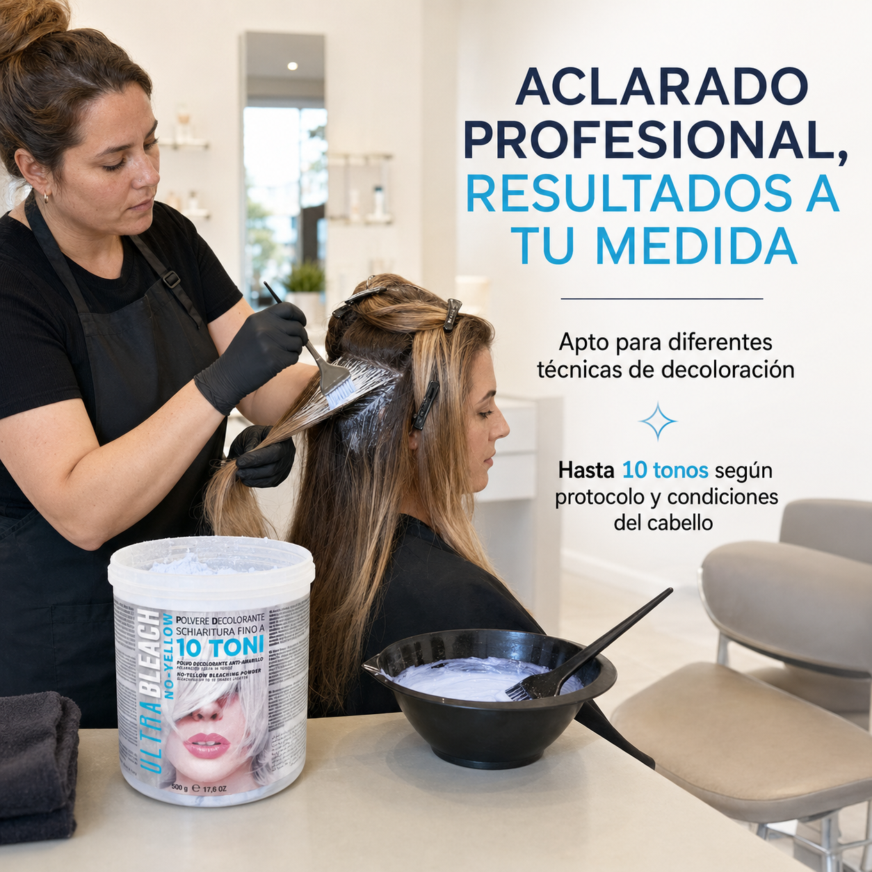KAYPRO – Polvo Decolorante 10 Tonos para Todo Tipo de Cabello 500