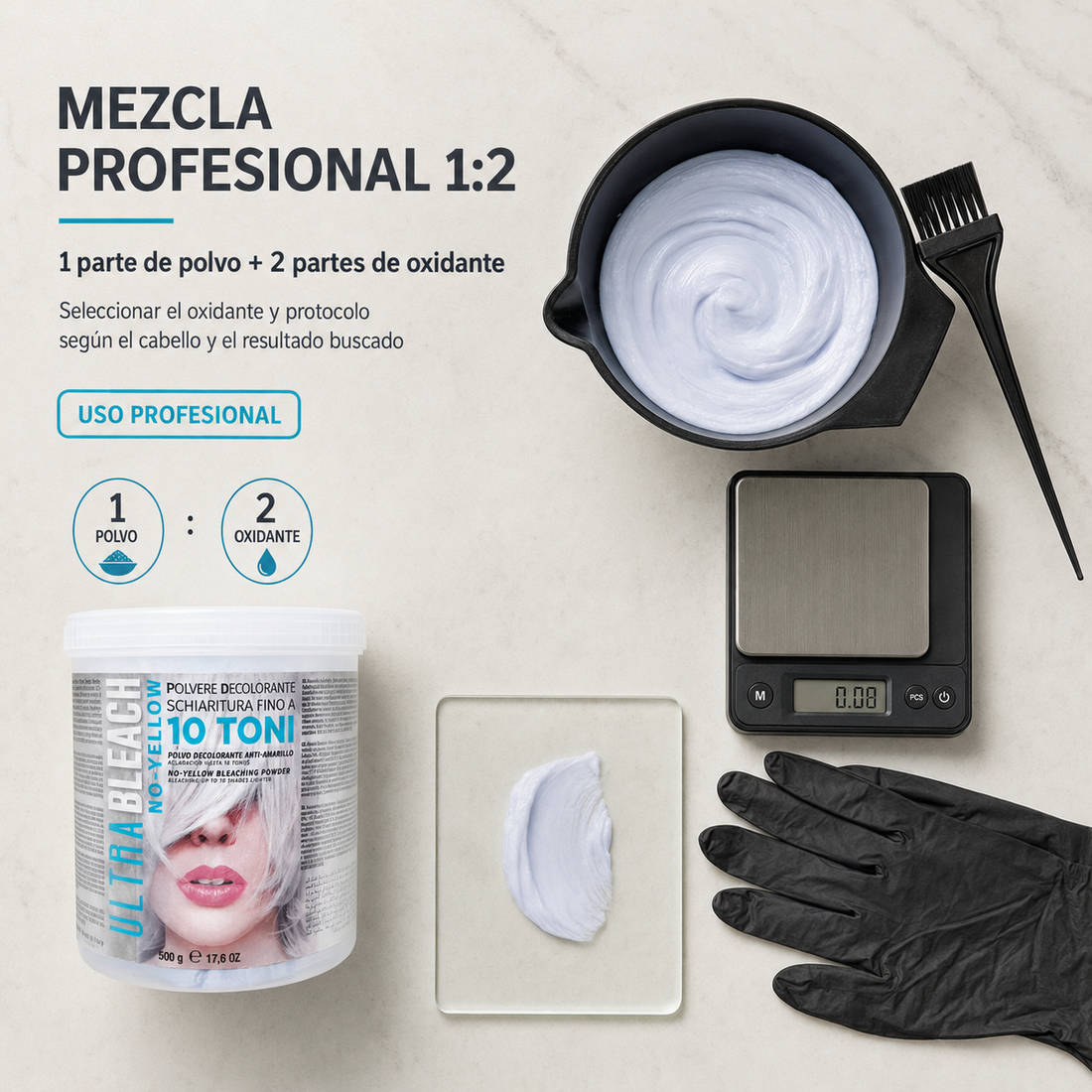KAYPRO – Polvo Decolorante 10 Tonos para Todo Tipo de Cabello 500