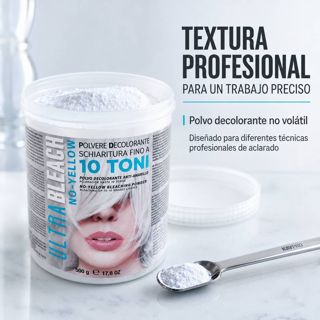 KAYPRO – Polvo Decolorante 10 Tonos para Todo Tipo de Cabello 500