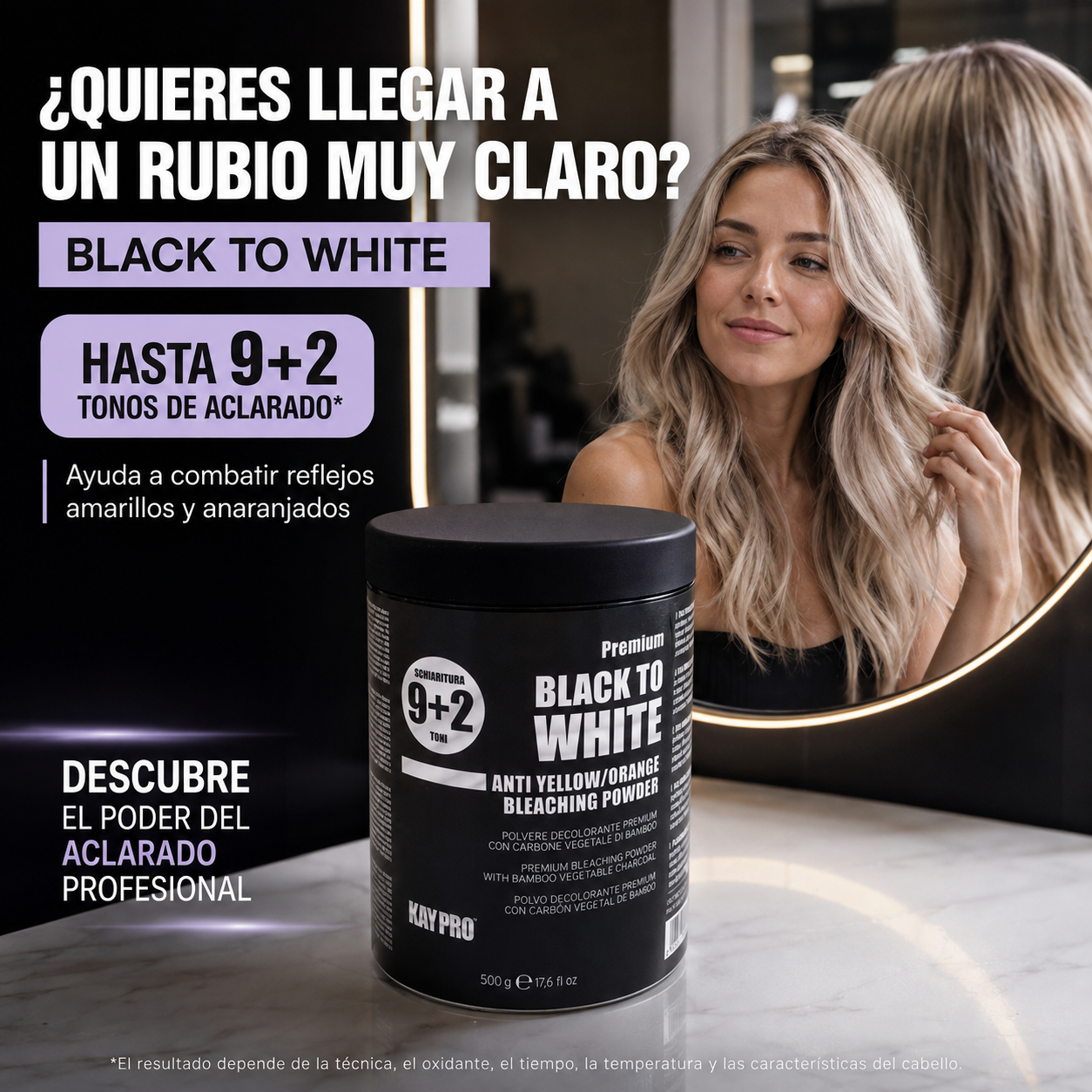 Kaypro – Polvo decolorante para cabello antiamarillo y antinaranja 500 g