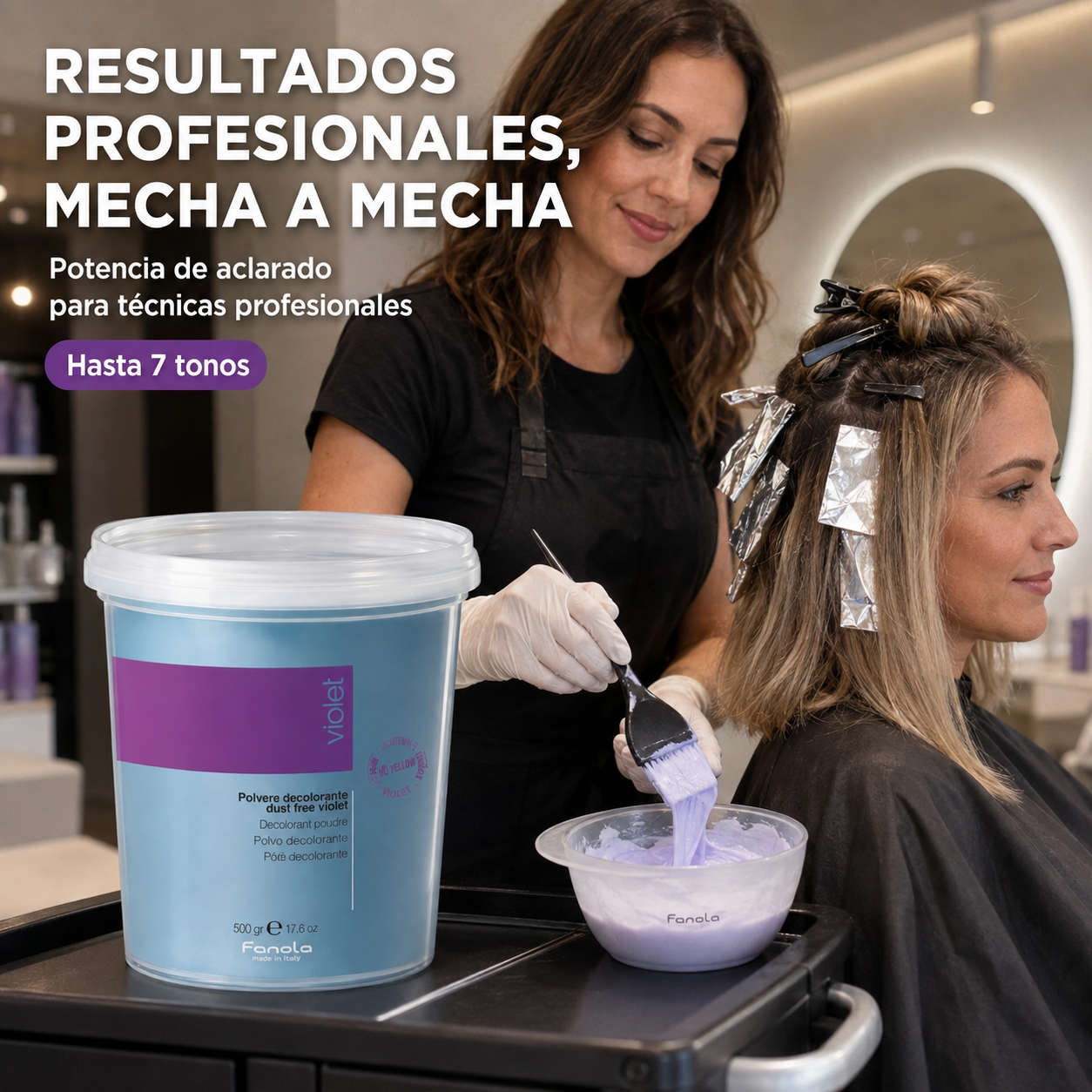 Fanola – Polvo Decolorante Violeta para Todo Tipo de Cabello 500 g