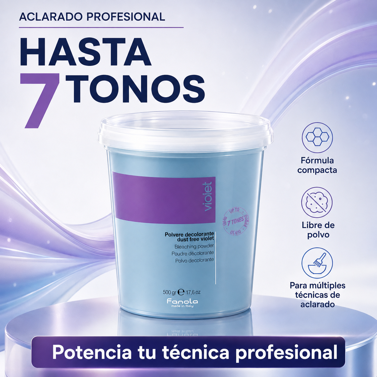 Fanola – Polvo Decolorante Violeta para Todo Tipo de Cabello 500 g