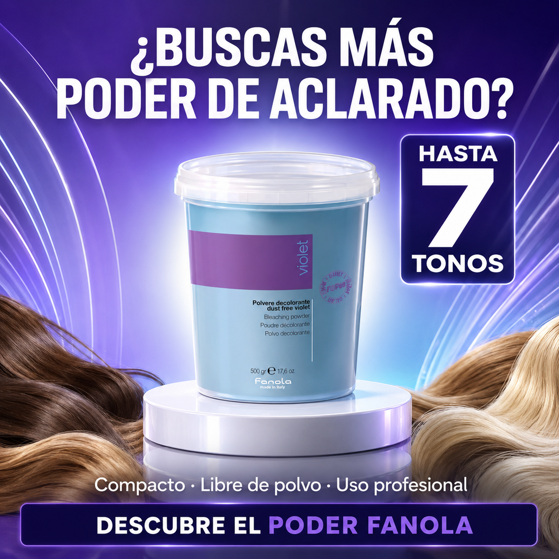 Fanola – Polvo Decolorante Violeta para Todo Tipo de Cabello 500 g