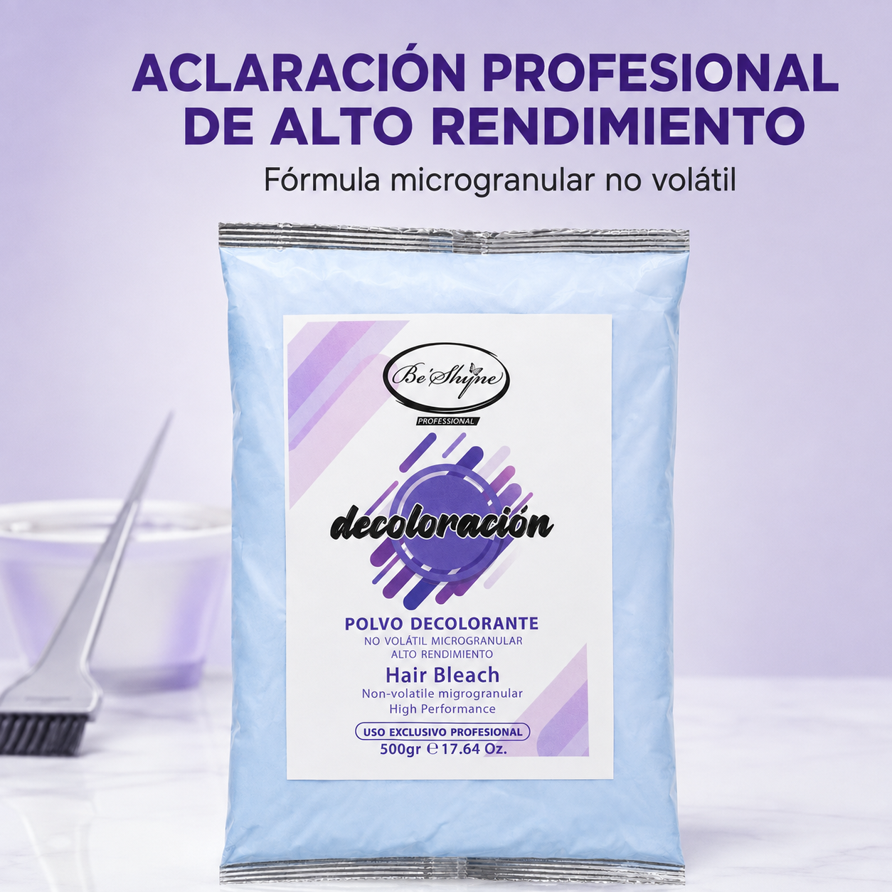 Be’Shyne – Polvo Decolorante Profesional para Aclarar el Cabello 500 g