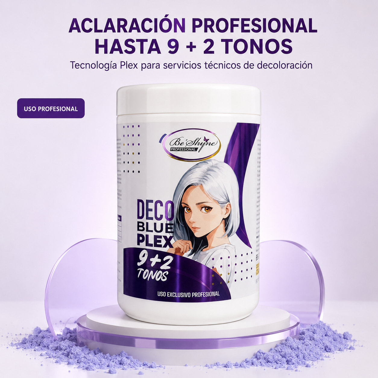 Be’Shyne – Polvo Decolorante Profesional Plex hasta 9+2 Tonos