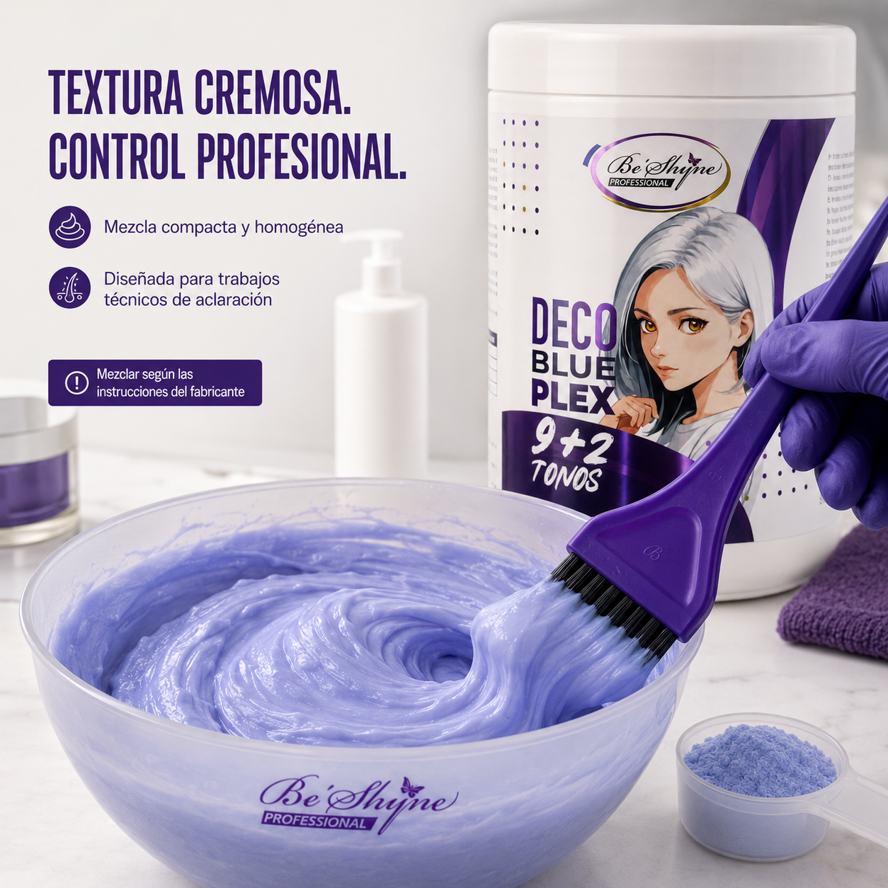 Be’Shyne – Polvo Decolorante Profesional Plex hasta 9+2 Tonos