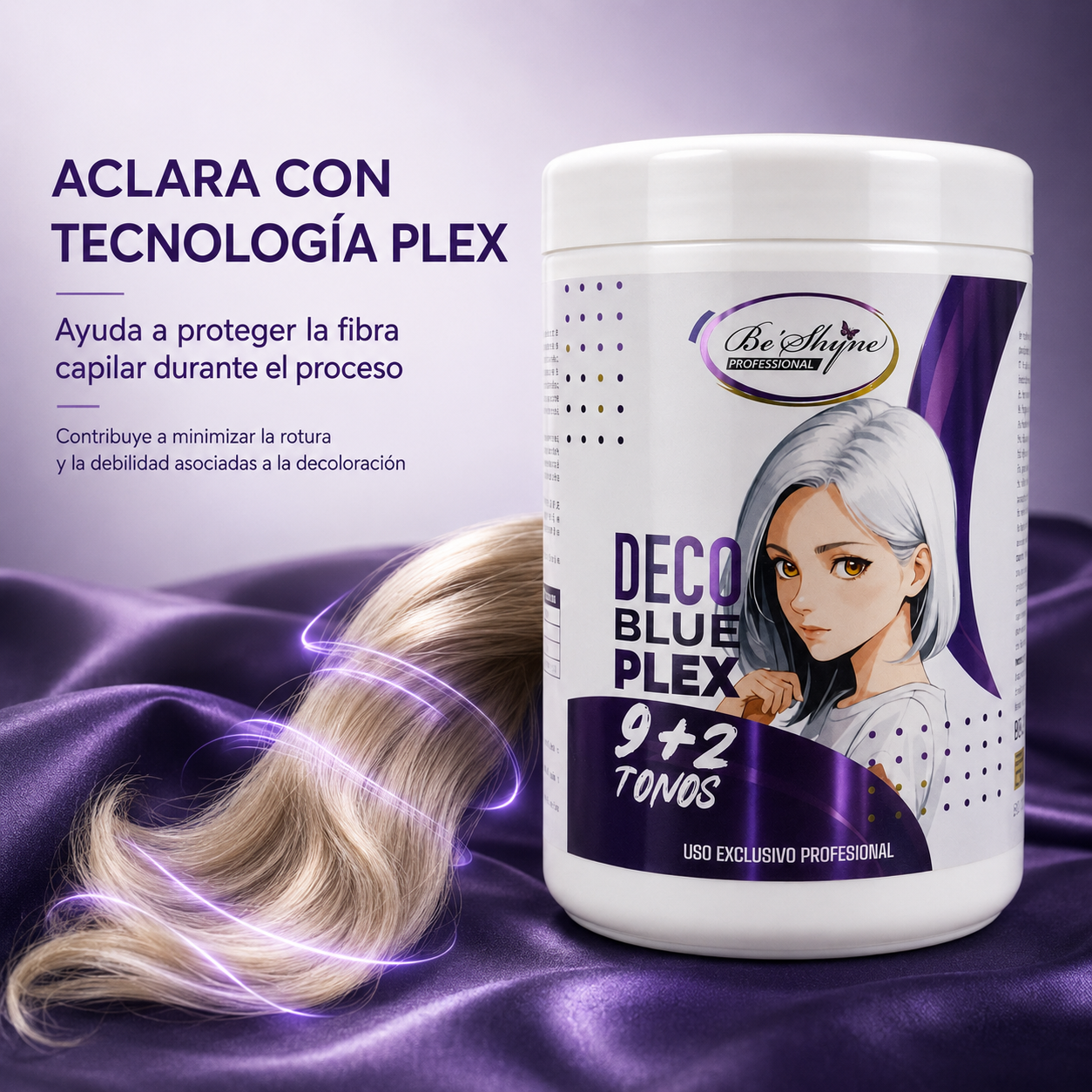 Be’Shyne – Polvo Decolorante Profesional Plex hasta 9+2 Tonos