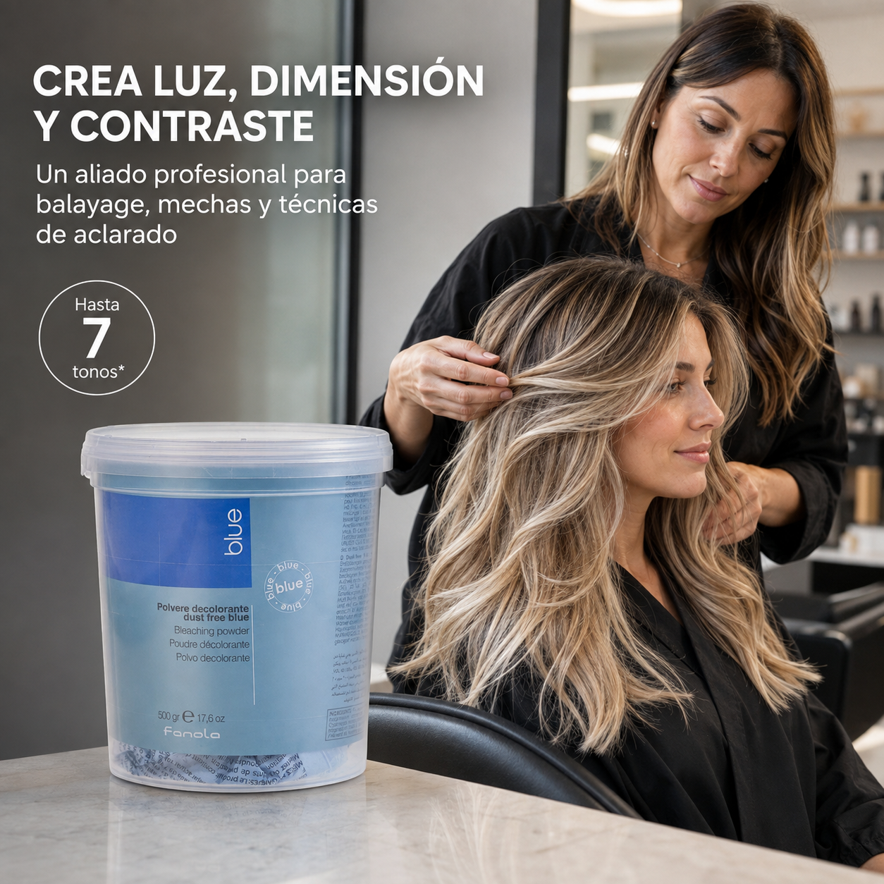 Fanola – Polvo Decolorante Azul para Aclarar Hasta 7 Tonos 500 g