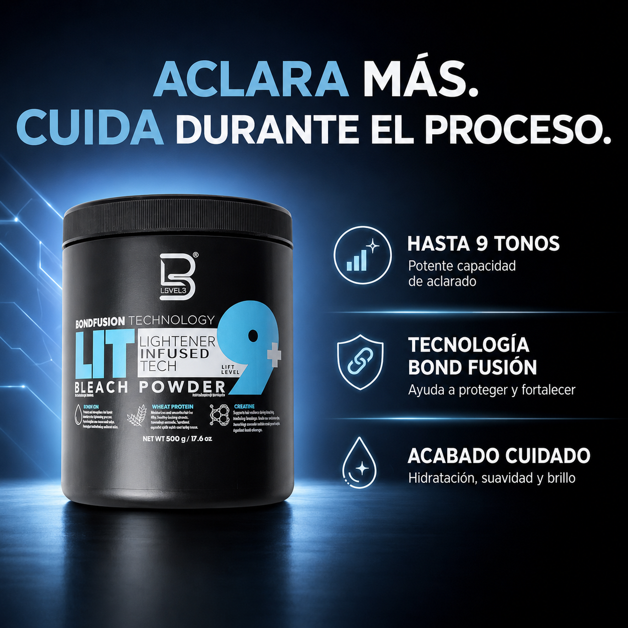 L3VEL – Decolorante en Polvo hasta 9 Tonos 500 g