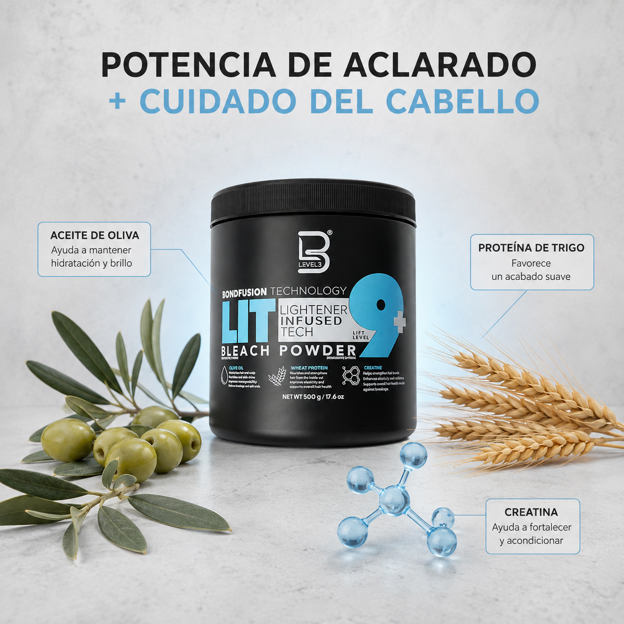 L3VEL – Decolorante en Polvo hasta 9 Tonos 500 g