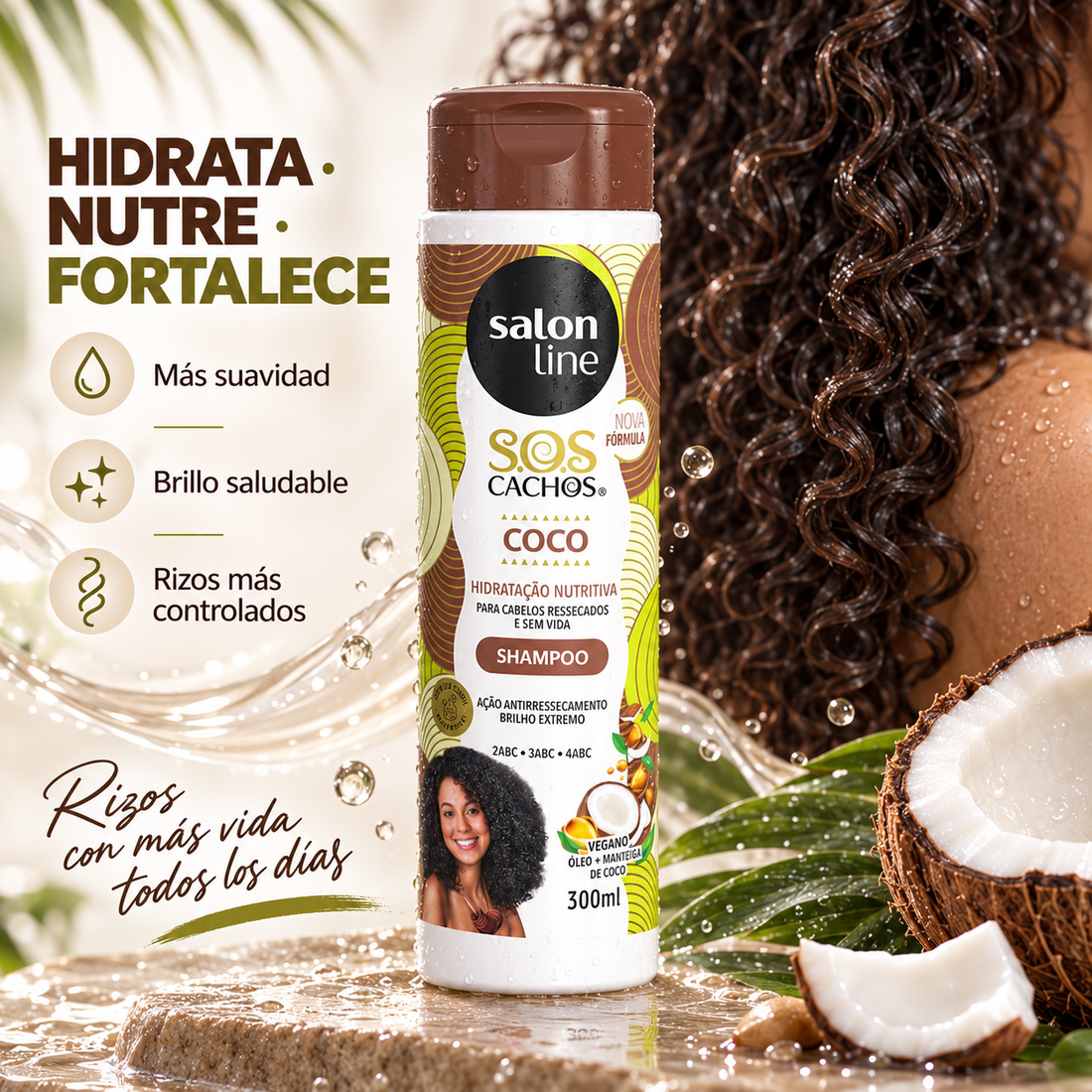 Salon Line – Champú para Cabello Rizado con Hidratación Nutritiva 300ml