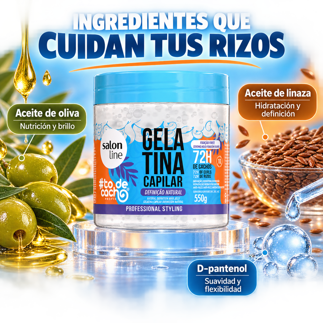 Salon Line – Gelatina para Rizos de Fijación Fuerte 72h 550 g