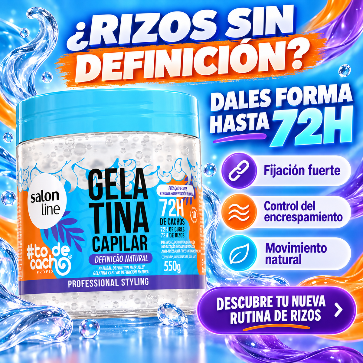 Salon Line – Gelatina para Rizos de Fijación Fuerte 72h 550 g
