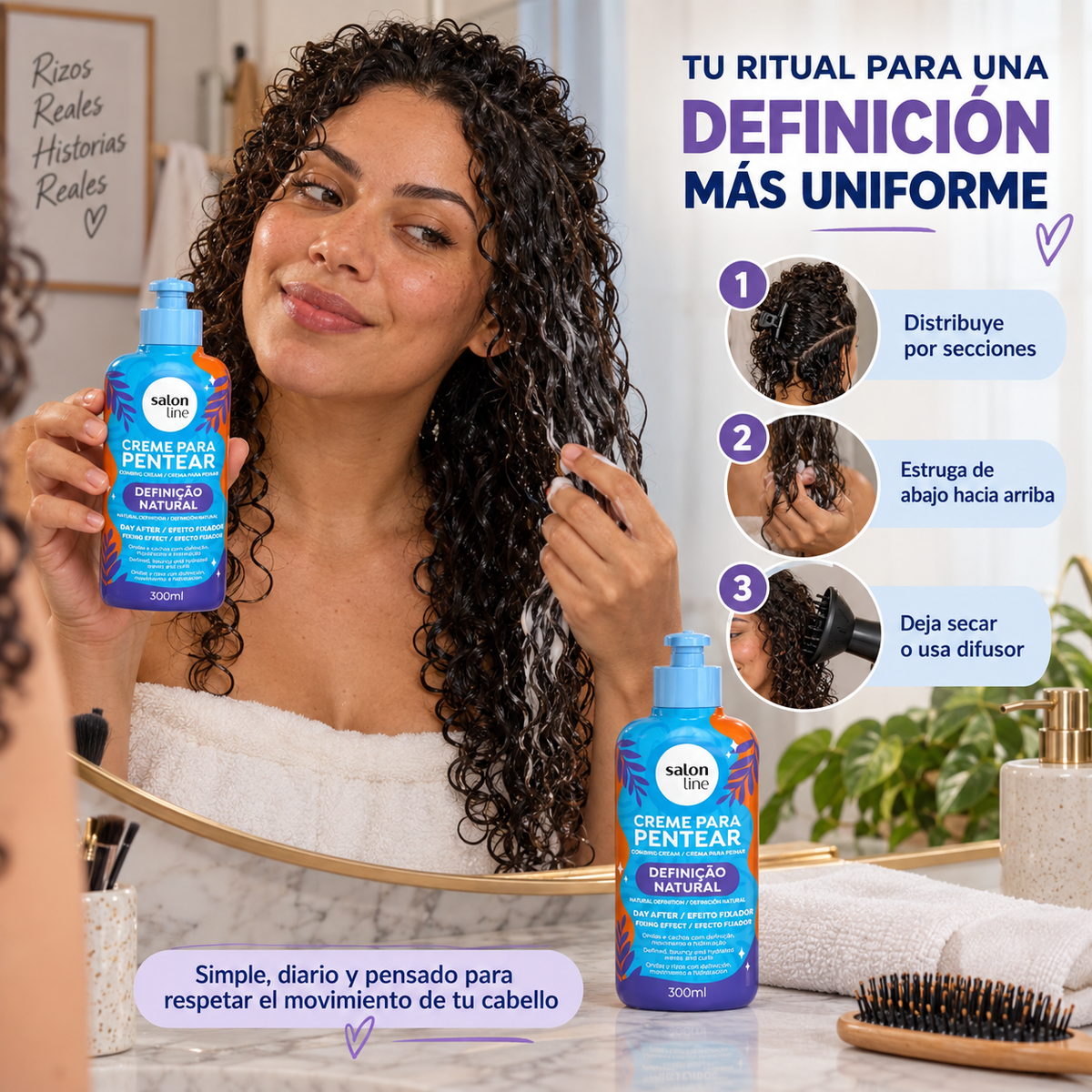 Salon Line – Crema para Peinar Cabello Rizado con Definición Natural 300ml