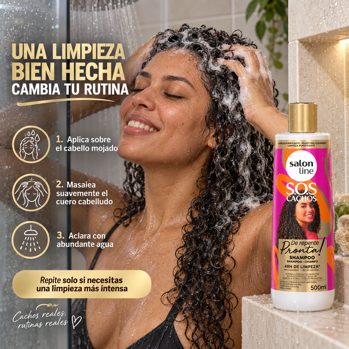 Salon Line – Champú para cabello rizado de limpieza profunda 500 ml