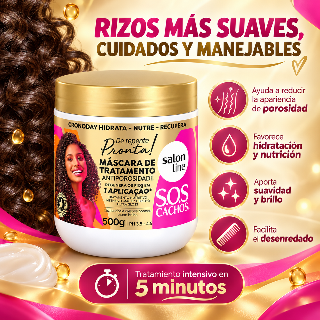 Salon Line – Mascarilla reparadora para cabello rizado y poroso 500 g