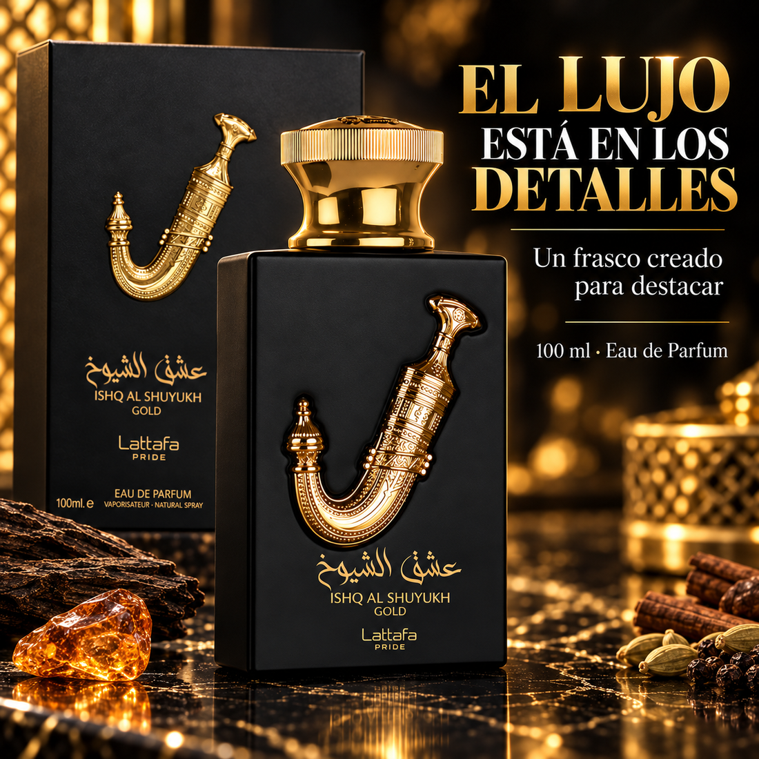 Lattafa Pride – Perfume oriental para hombre Ishq Al Shuyukh Gold 100 ml