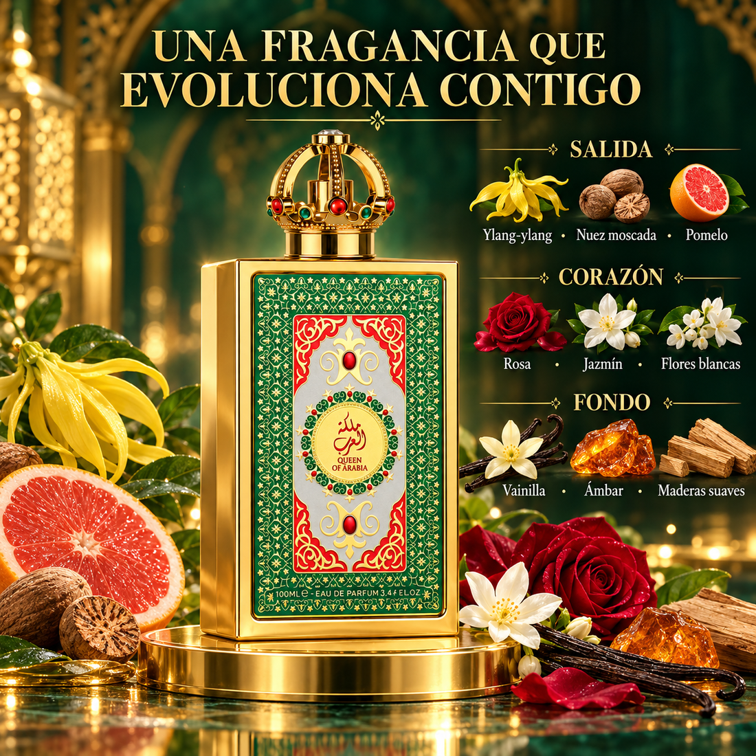 Lattafa – Perfume Árabe para Mujer Queen of Arabia Eau de Parfum 100 ml
