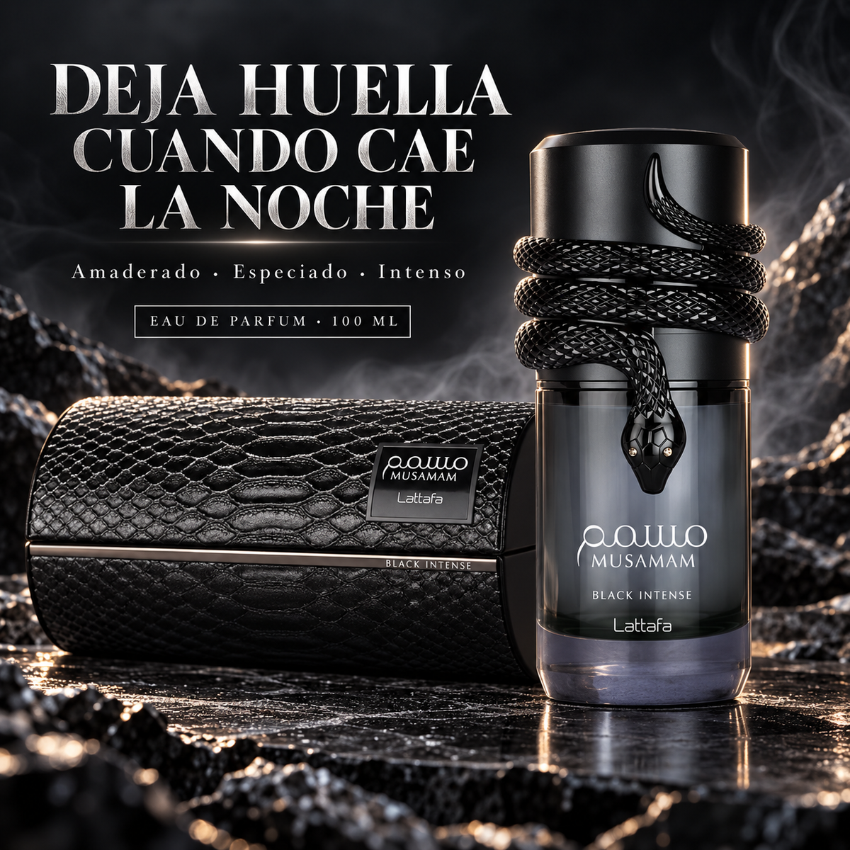 Lattafa – Musamam Black Intense, perfume amaderado para hombre 100 ml