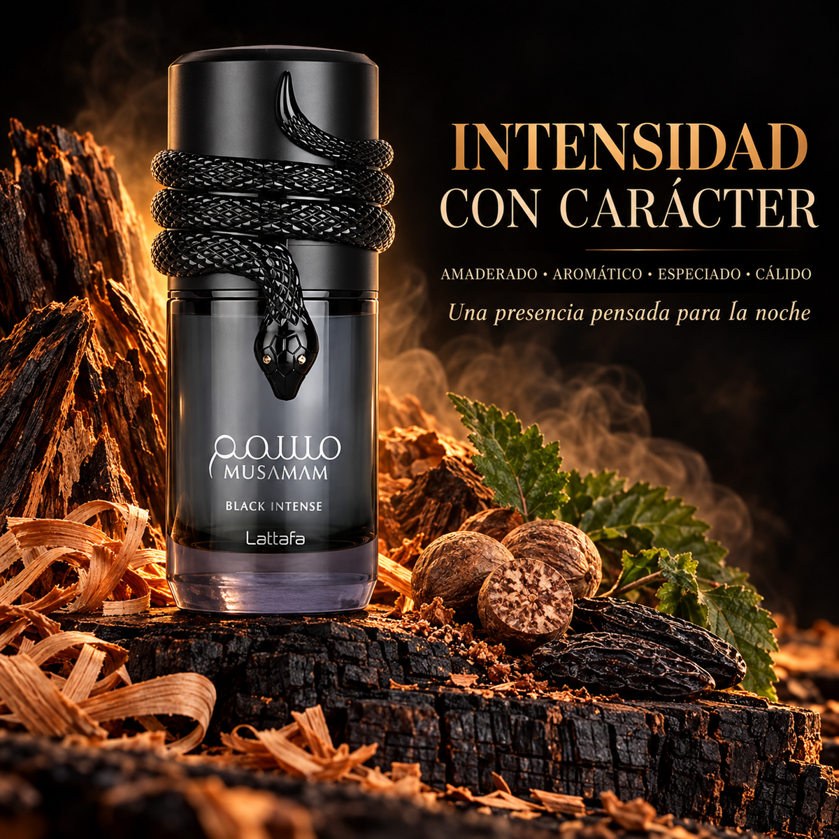 Lattafa – Musamam Black Intense, perfume amaderado para hombre 100 ml