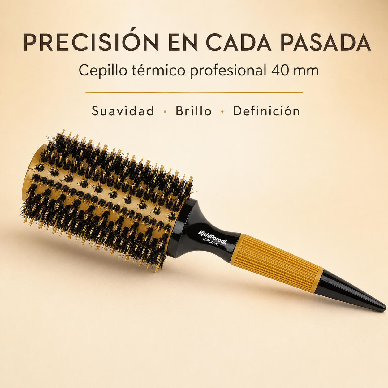 RickiParodi 40mm Gold Ceramic Thermal Round Brush.