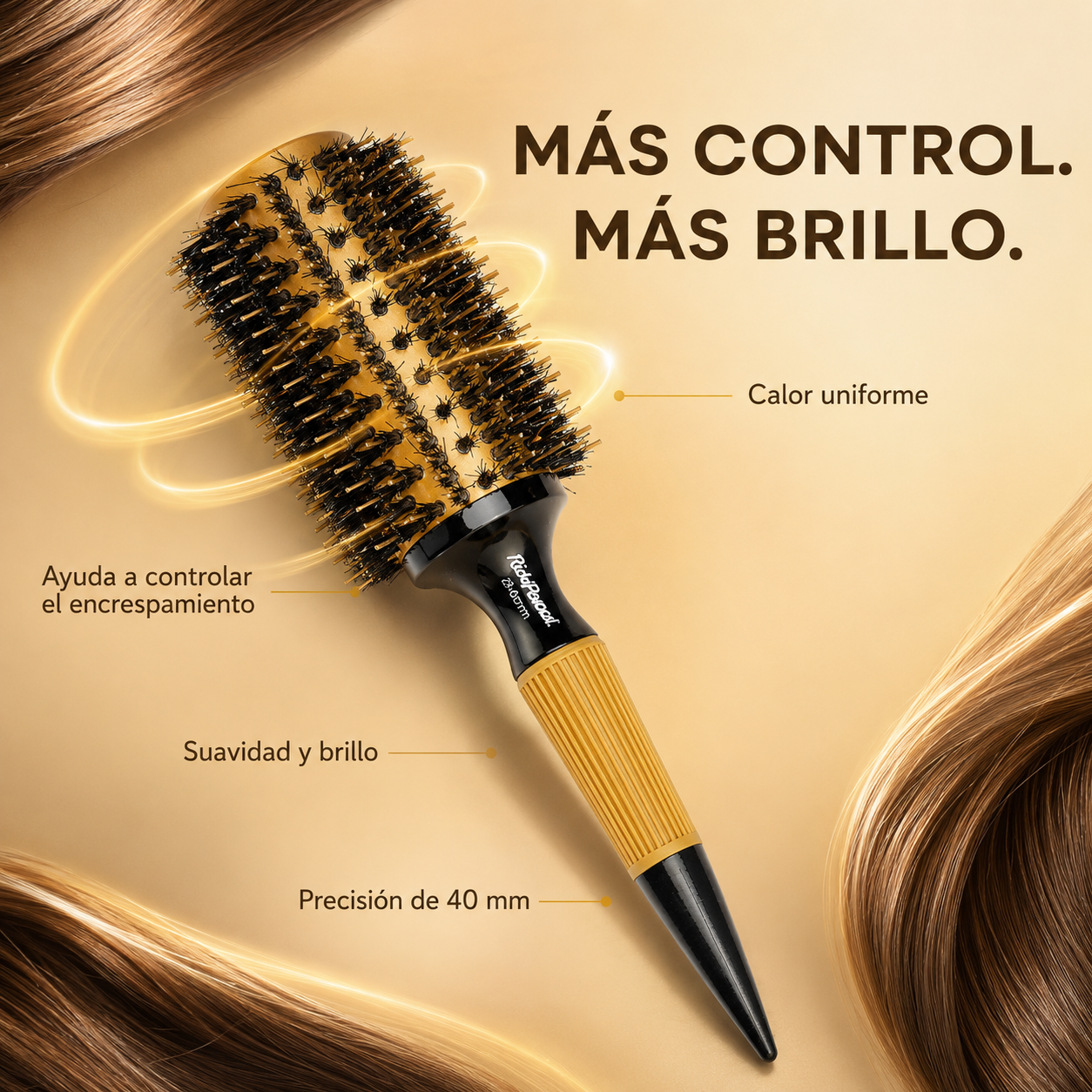 RickiParodi 40mm Gold Ceramic Thermal Round Brush.