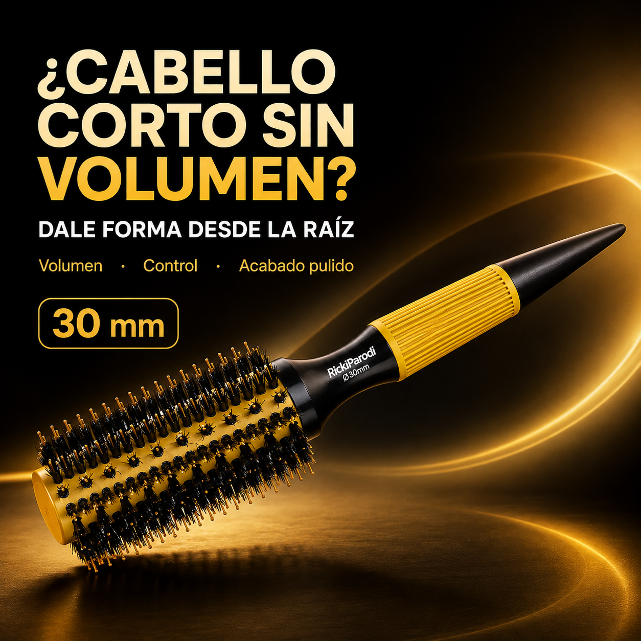 RickiParodi 30mm Gold Ceramic Thermal Round Brush.