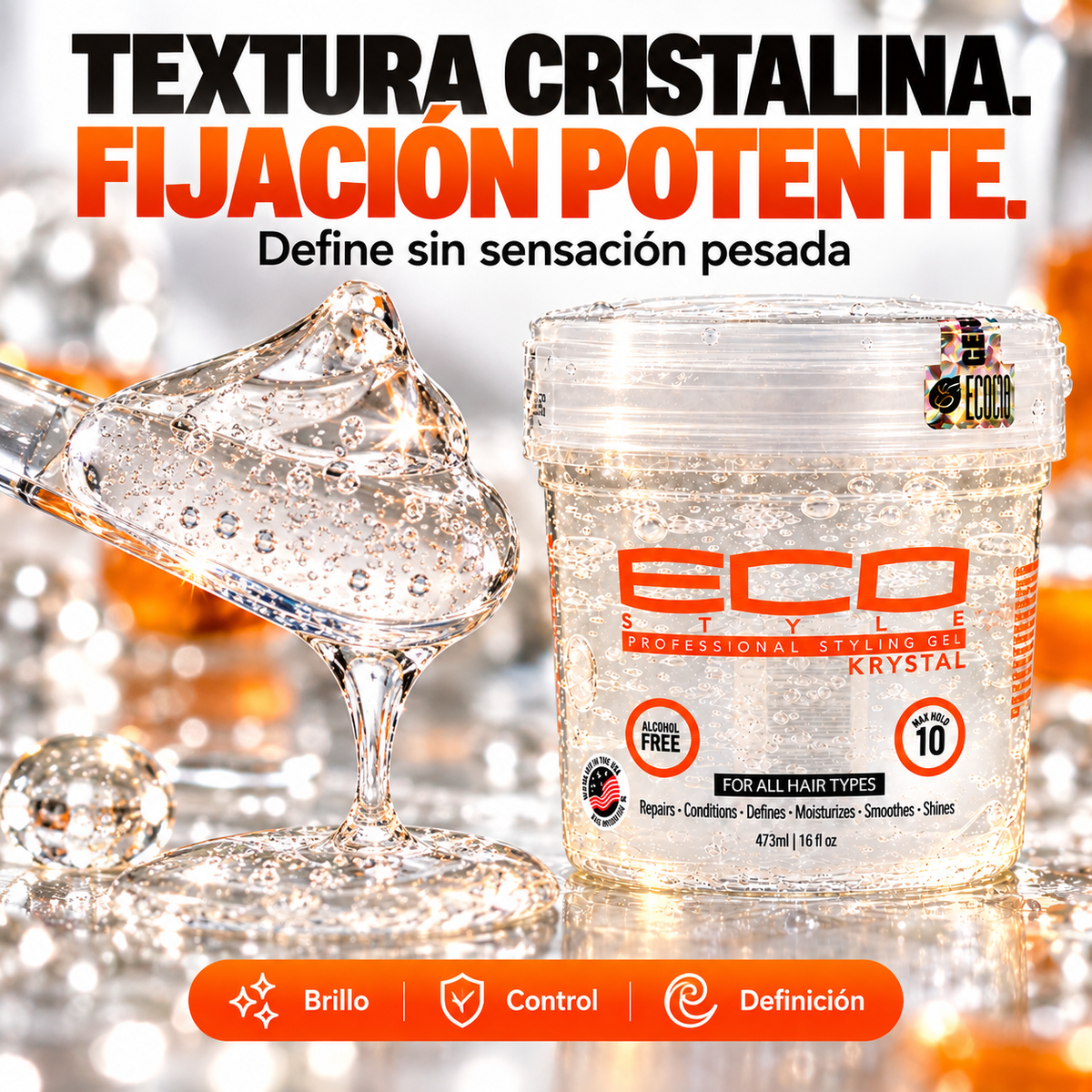 Eco Styler Krystal Gel Fixador, 473 ml