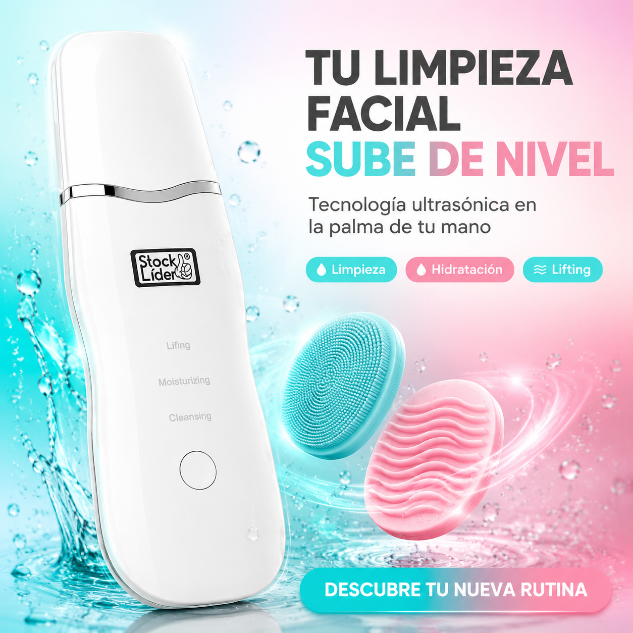 Stock Líder – Limpiador Facial Ultrasónico 3 Modos con Carga USB