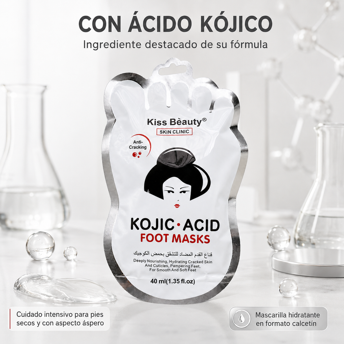 Kiss Beauty – Mascarilla para pies hidratante para piel agrietada 40 ml