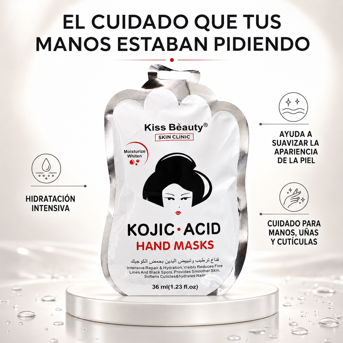 Kiss Beauty – Mascarilla hidratante para manos para todo tipo de piel 36 ml