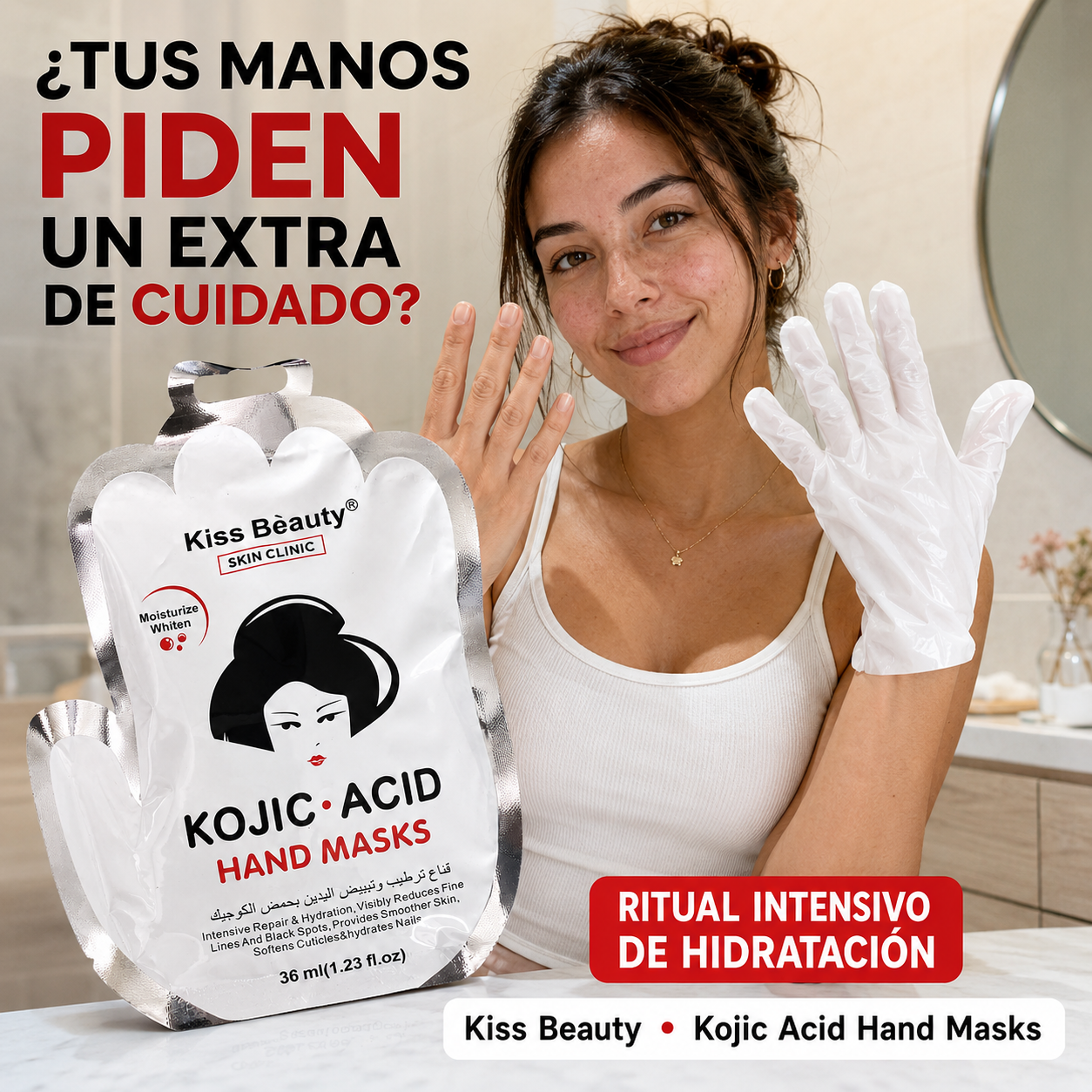 Kiss Beauty – Mascarilla hidratante para manos para todo tipo de piel 36 ml