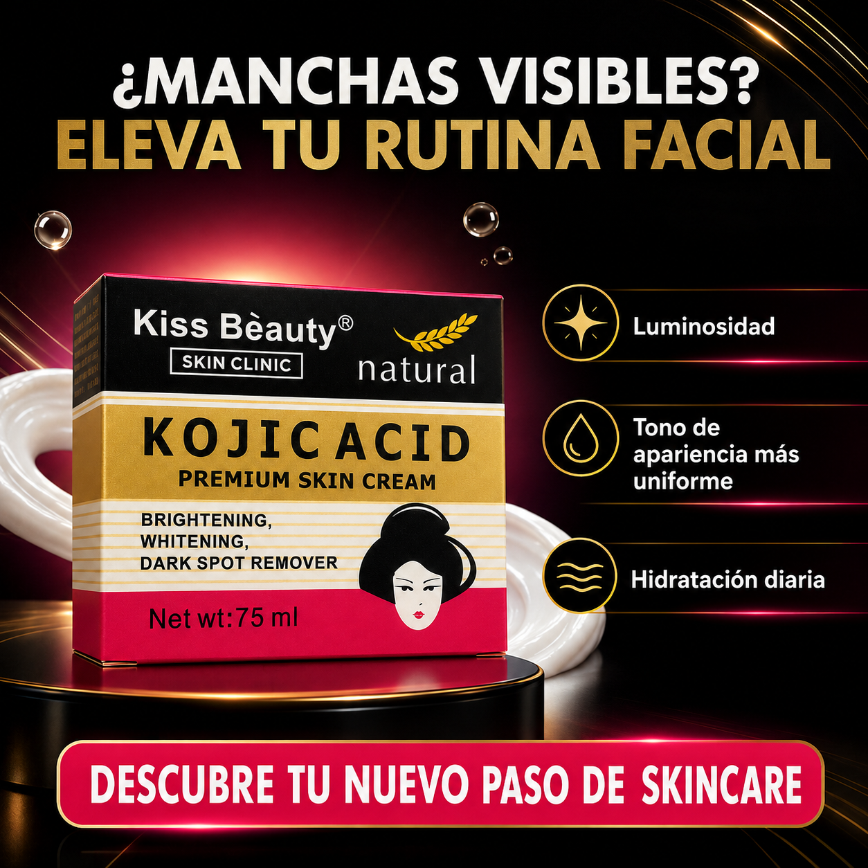 Kiss Beauty – Crema Facial para Manchas e Iluminar el Tono 75 ml