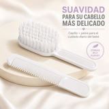 Eurostil – Cepillo y Peine para Bebé de Cerdas Suaves Blanco