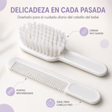 Eurostil – Cepillo y Peine para Bebé de Cerdas Suaves Blanco