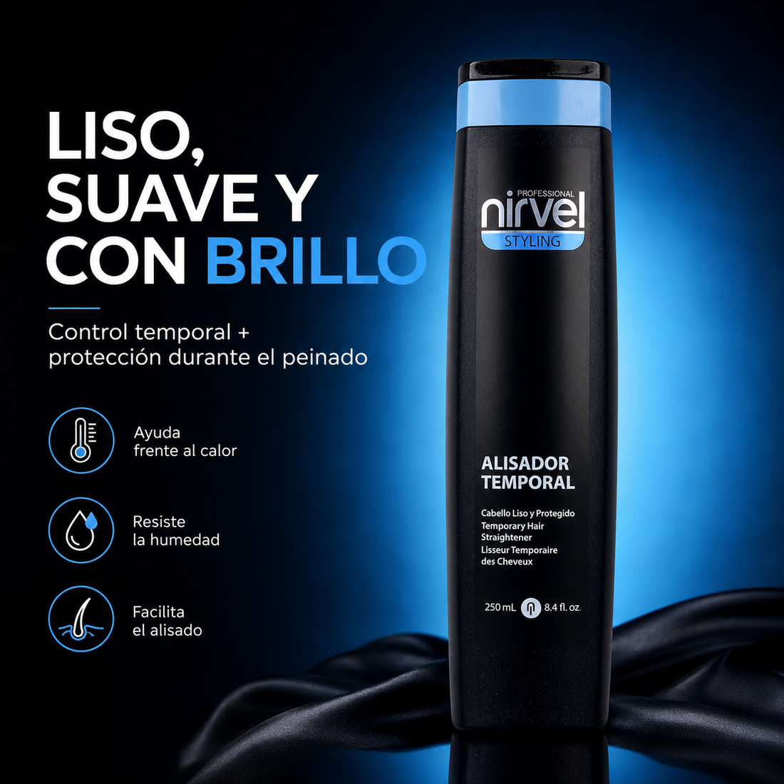 Nirvel – Alisador Temporal del Cabello con Protección Térmica 250 ml