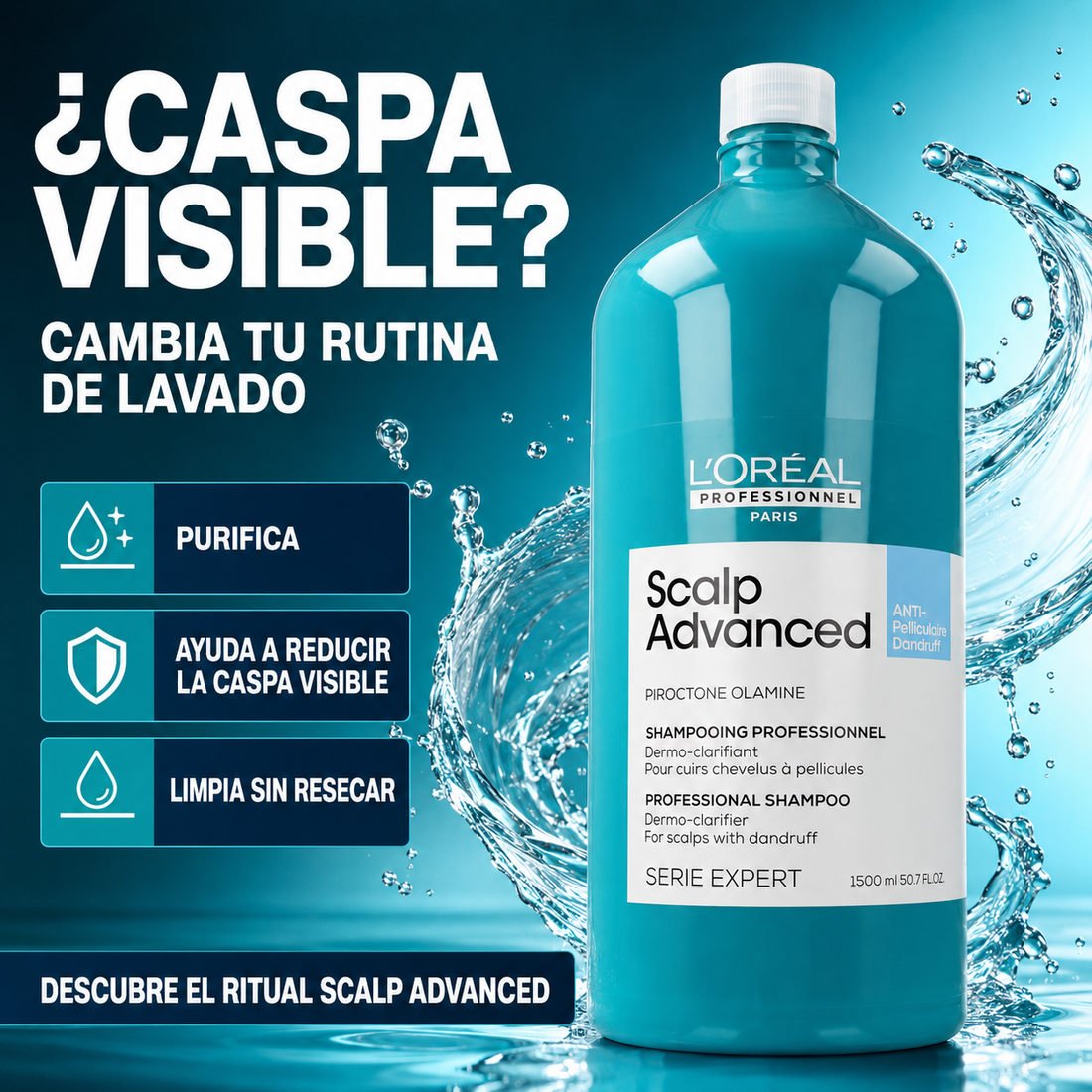 L'Oréal Professionnel – Champô Anticaspa Scalp Advanced 500/1500 ml