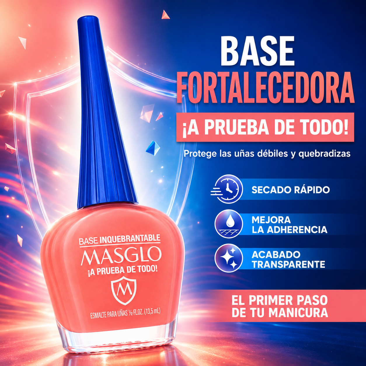 Masglo Base Fortalecedora para Uñas Débiles 13,50 ml