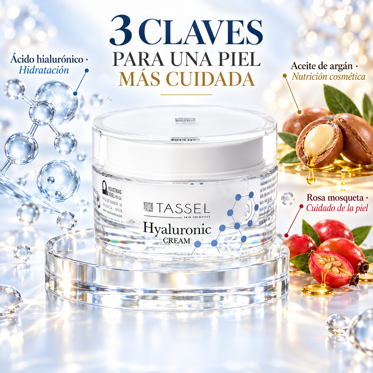Crema hidratante con ácido hialurónico para piel deshidratada 50 ml