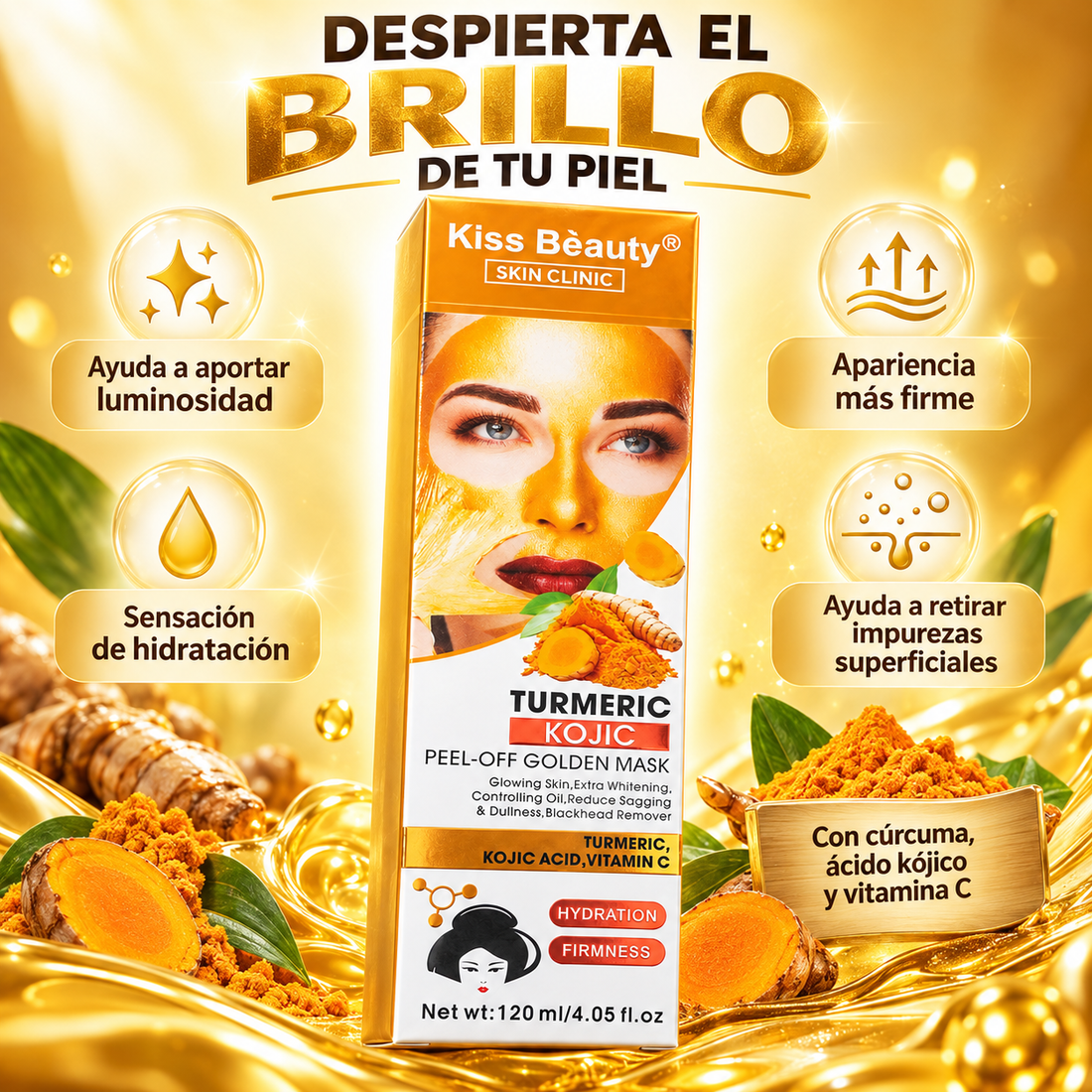 Kiss Bèauty – Mascarilla peel-off facial para luminosidad 120 ml