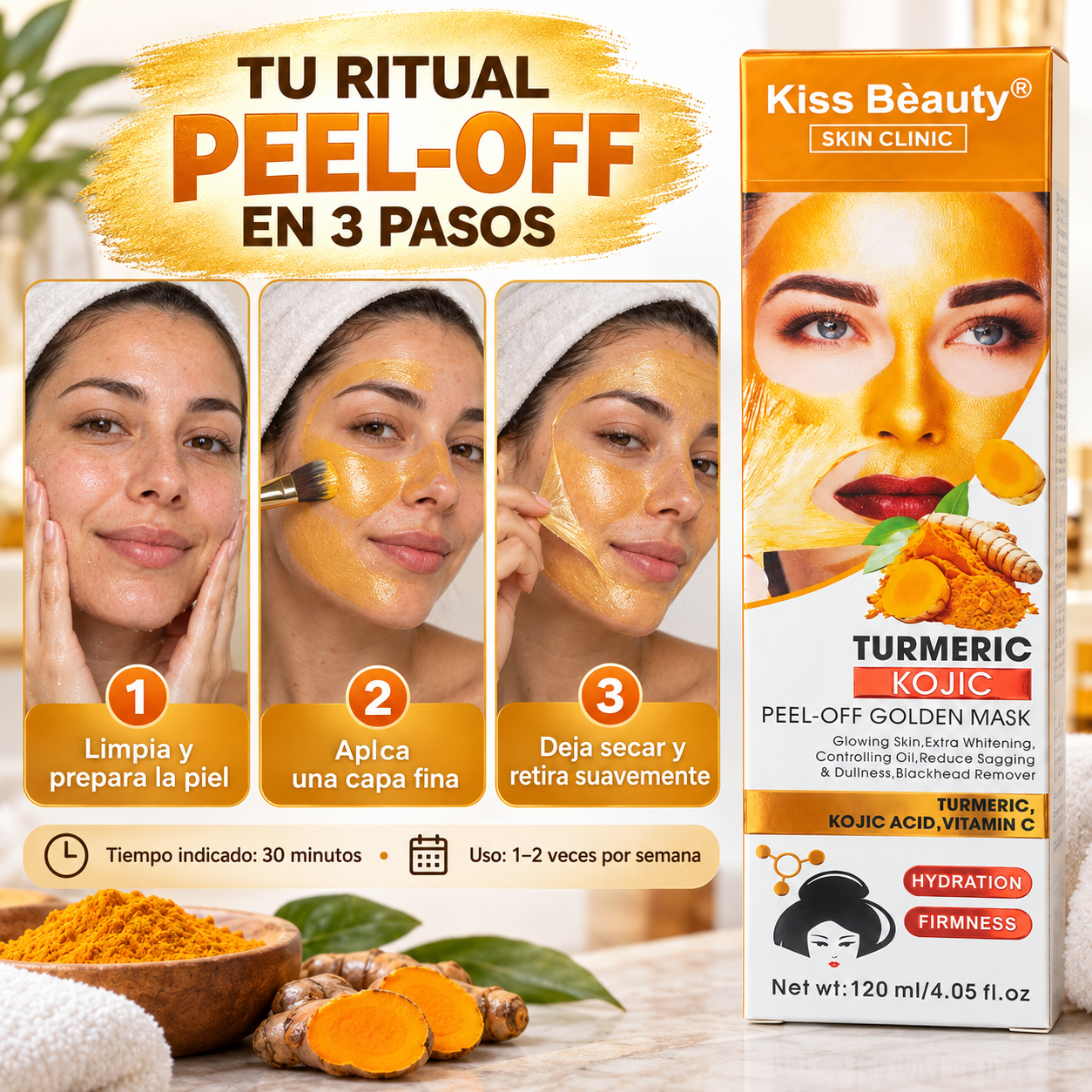 Kiss Bèauty – Mascarilla peel-off facial para luminosidad 120 ml