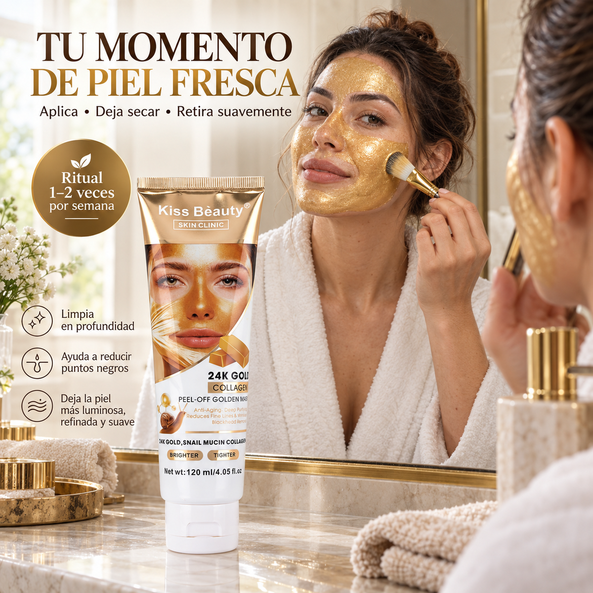 Kiss Beauty – Mascarilla facial peel-off para piel suave y radiante 120 ml