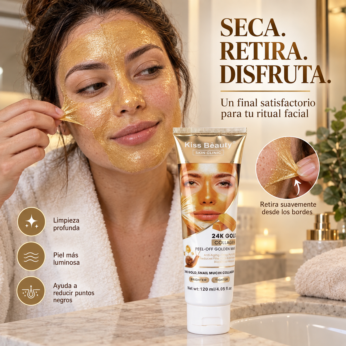 Kiss Beauty – Mascarilla facial peel-off para piel suave y radiante 120 ml
